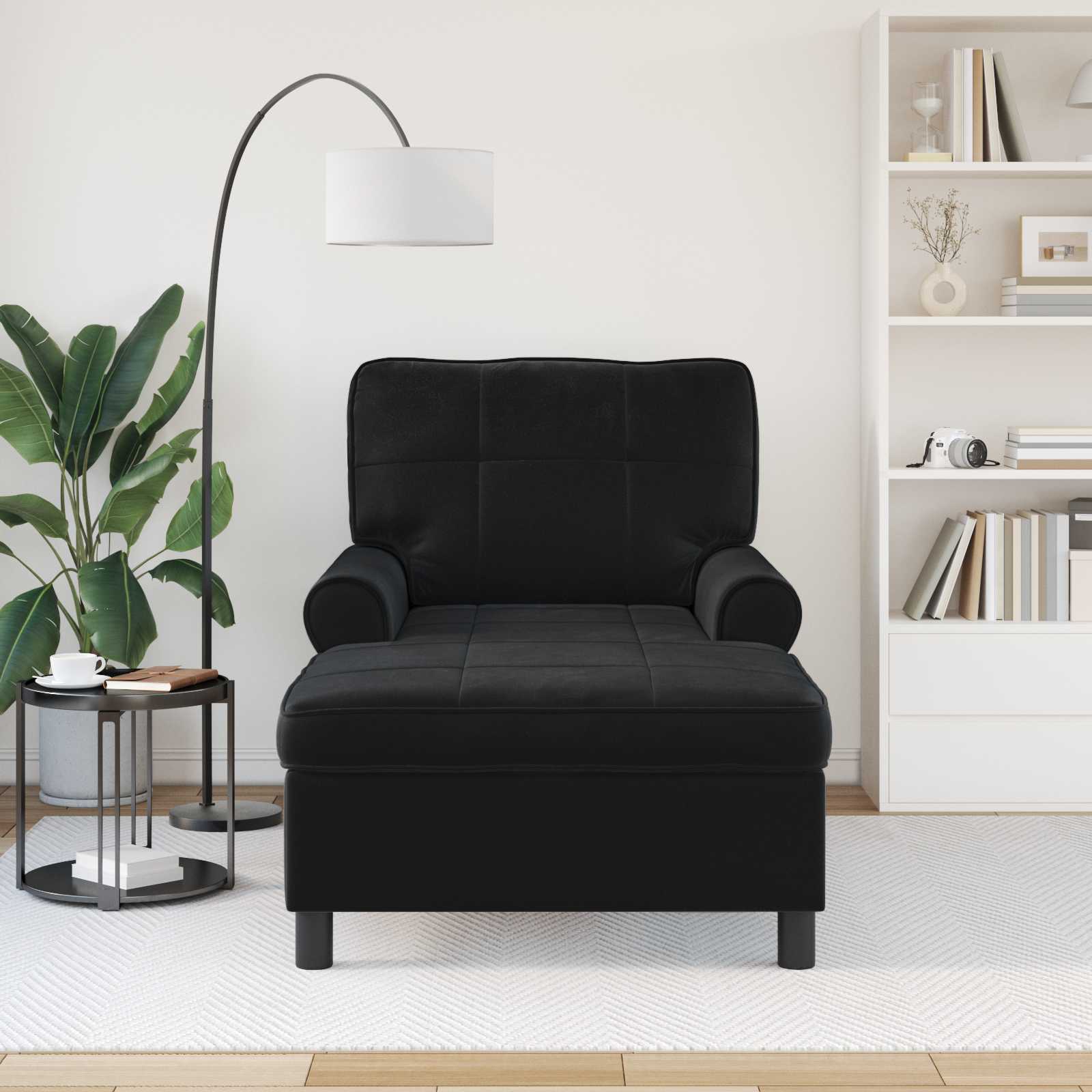 Chaise Lounge con cuscino Nero 91 x 157 x 91 cm Velluto 42022927