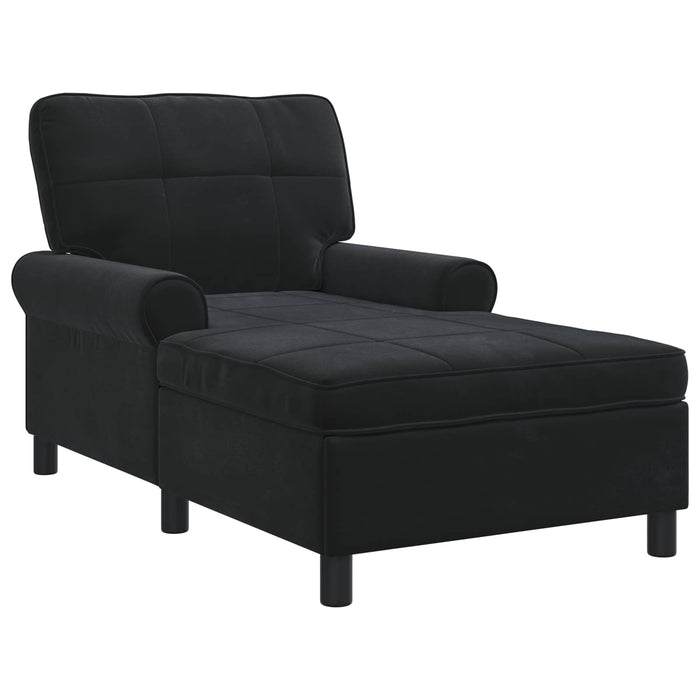 Chaise Lounge con cuscino Nero 91 x 157 x 91 cm Velluto 42022927