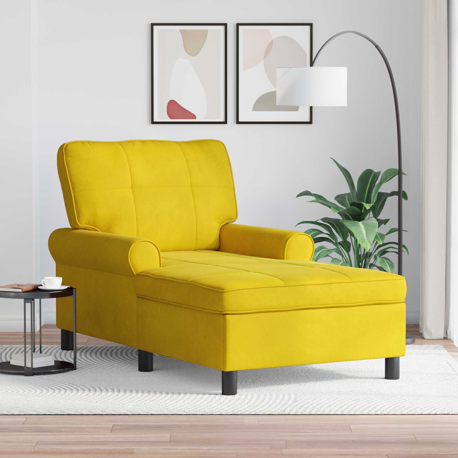 Chaise Lounge con cuscino Giallo 91 x 157 x 91 cm Velluto 42022928