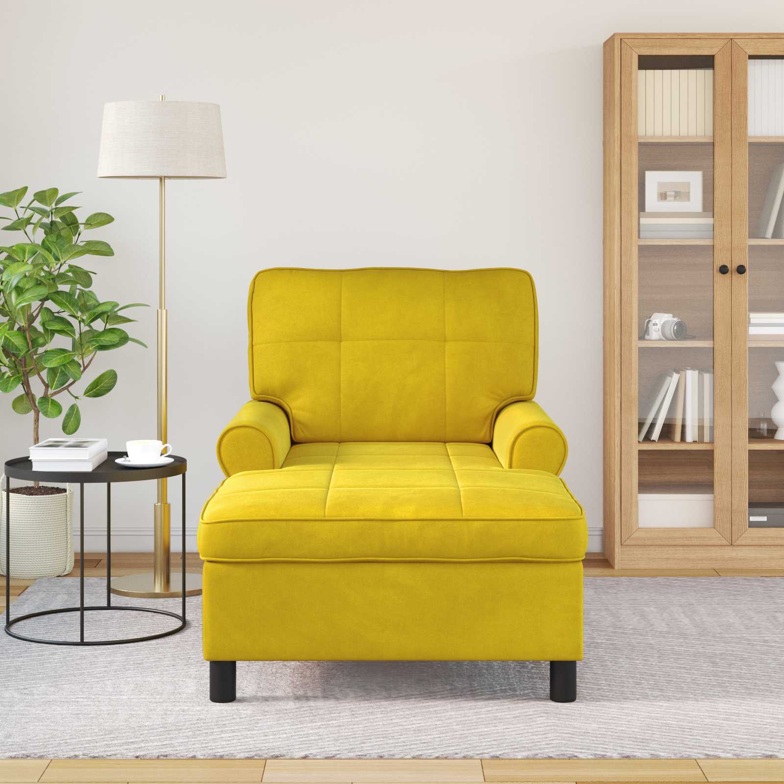 Chaise Lounge con cuscino Giallo 91 x 157 x 91 cm Velluto 42022928