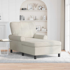 Chaise Lounge con cuscino Crema 91 x 157 x 91 cm Velluto 42022929