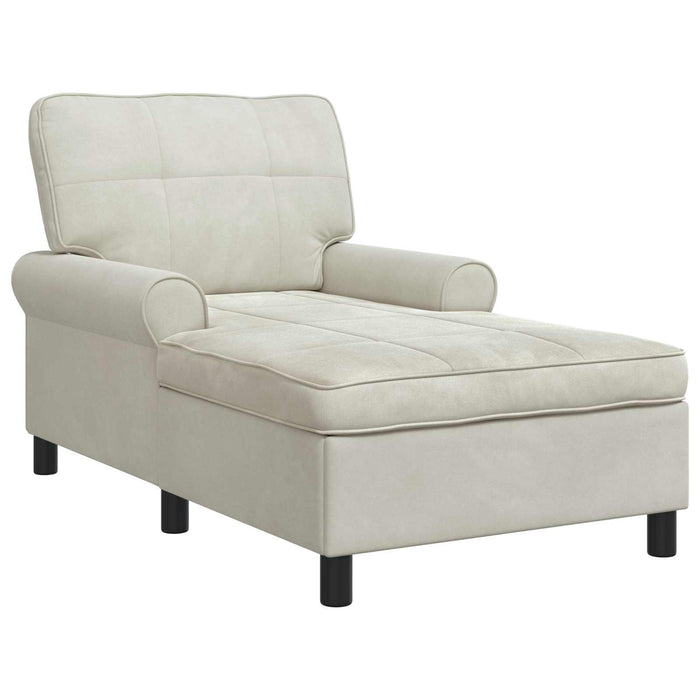 Chaise Lounge con cuscino Crema 91 x 157 x 91 cm Velluto 42022929
