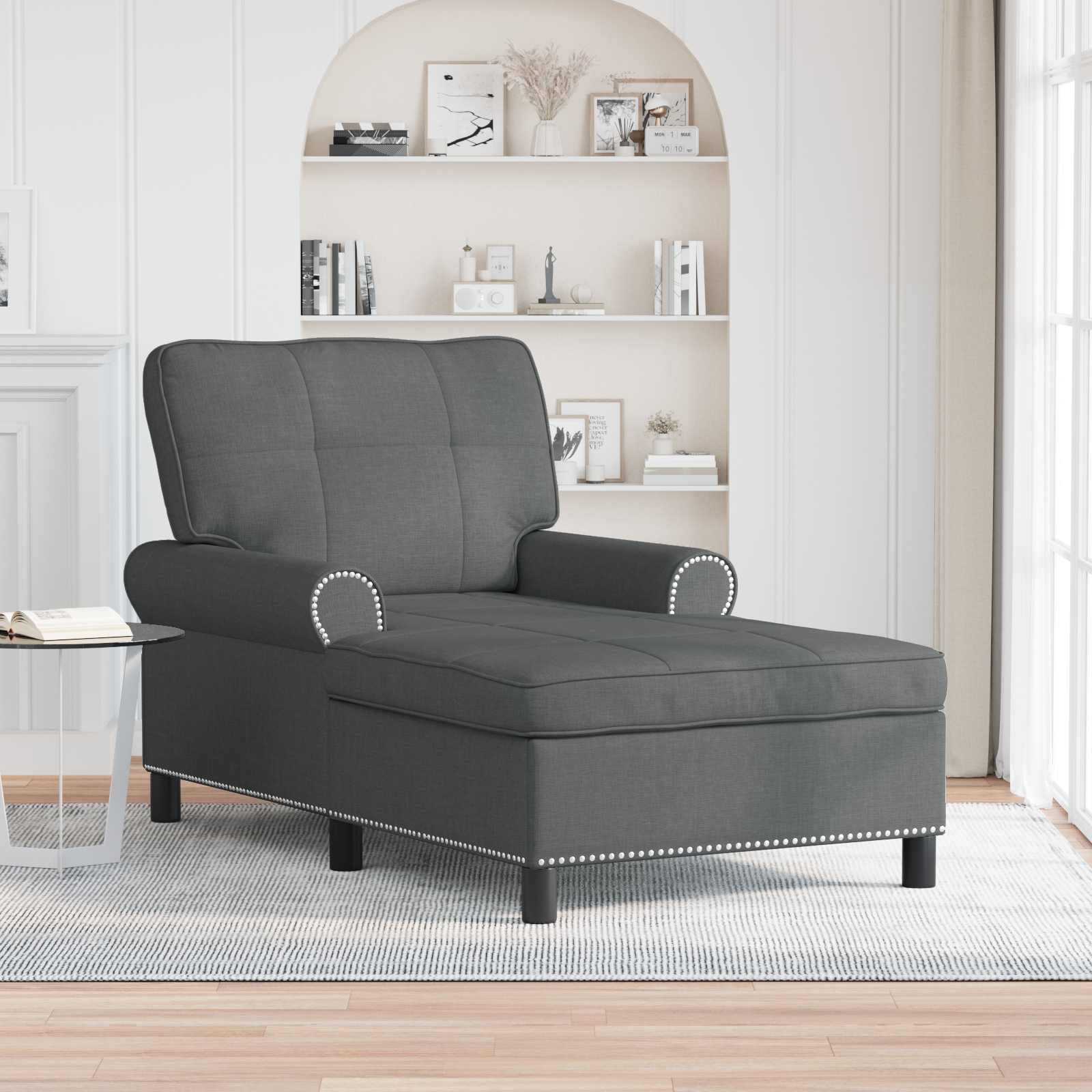 Chaise Lounge con cuscino Grigio scuro 91 x 157 x 91 cm Tessuto 42022931