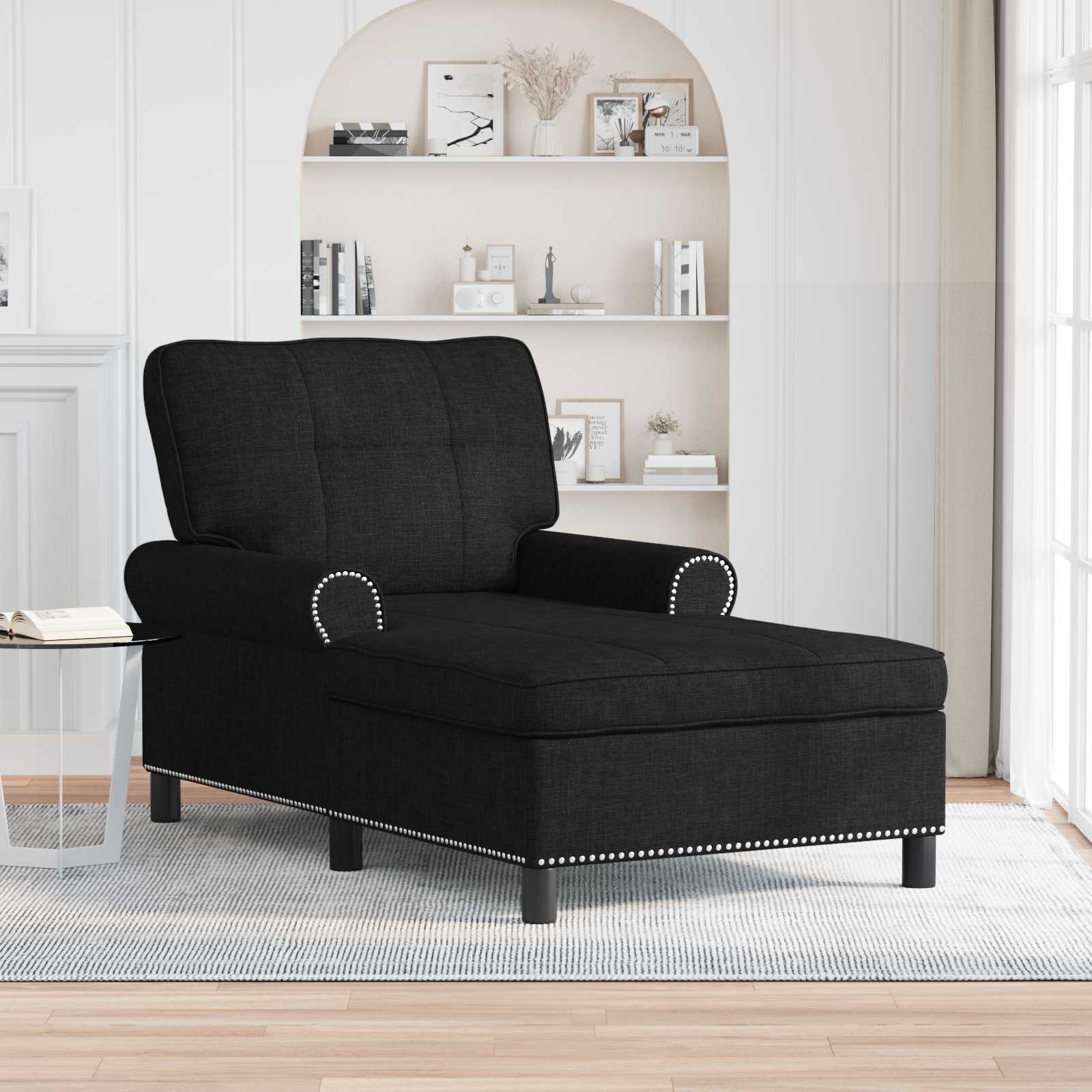 Chaise Lounge con cuscino Nero 91 x 157 x 91 cm Tessuto 42022932