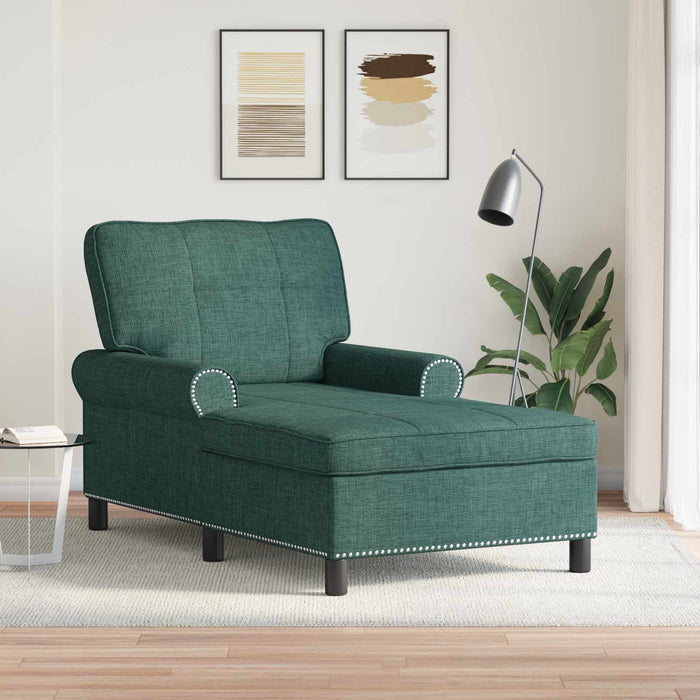 Chaise Lounge con cuscino Verde Scuro 91 x 157 x 91 cm Tessuto 42022934