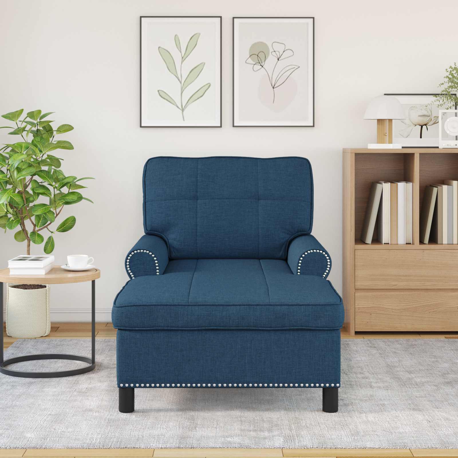 Chaise Lounge con cuscino Blu 91 x 157 x 91 cm Tessuto 42022937