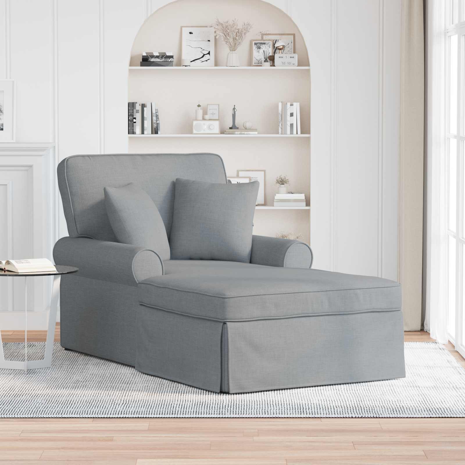 Chaise Longe con Gonna Grigio chiaro 91 x 157 x 91 cm Tessuto 42022939