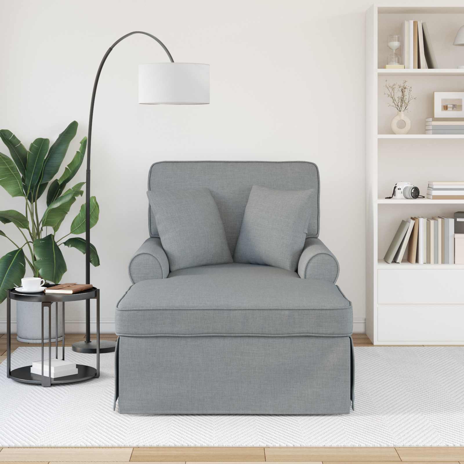 Chaise Longe con Gonna Grigio chiaro 91 x 157 x 91 cm Tessuto 42022939