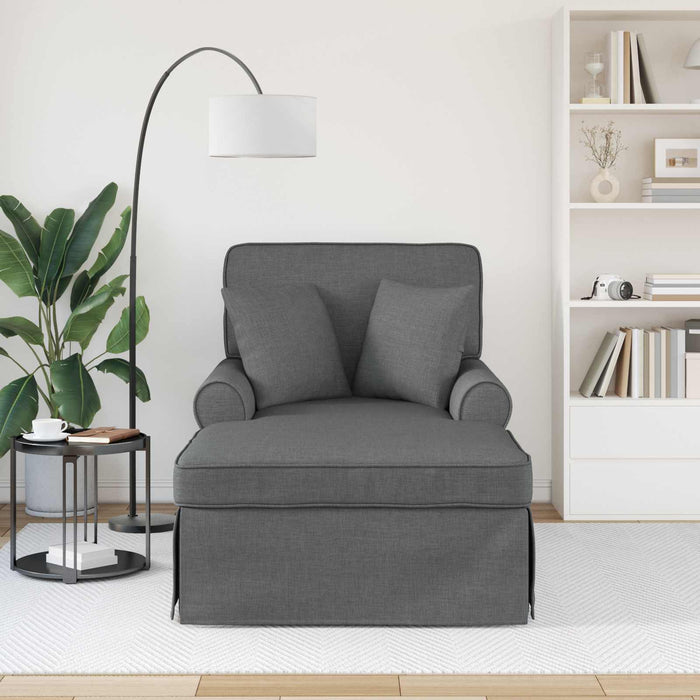 Chaise Longe con Gonna con cuscino 3 pcs Grigio scuro Tessuto