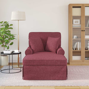 Chaise Longe con Gonna con cuscino 3 pcs Rosso Vino Tessuto