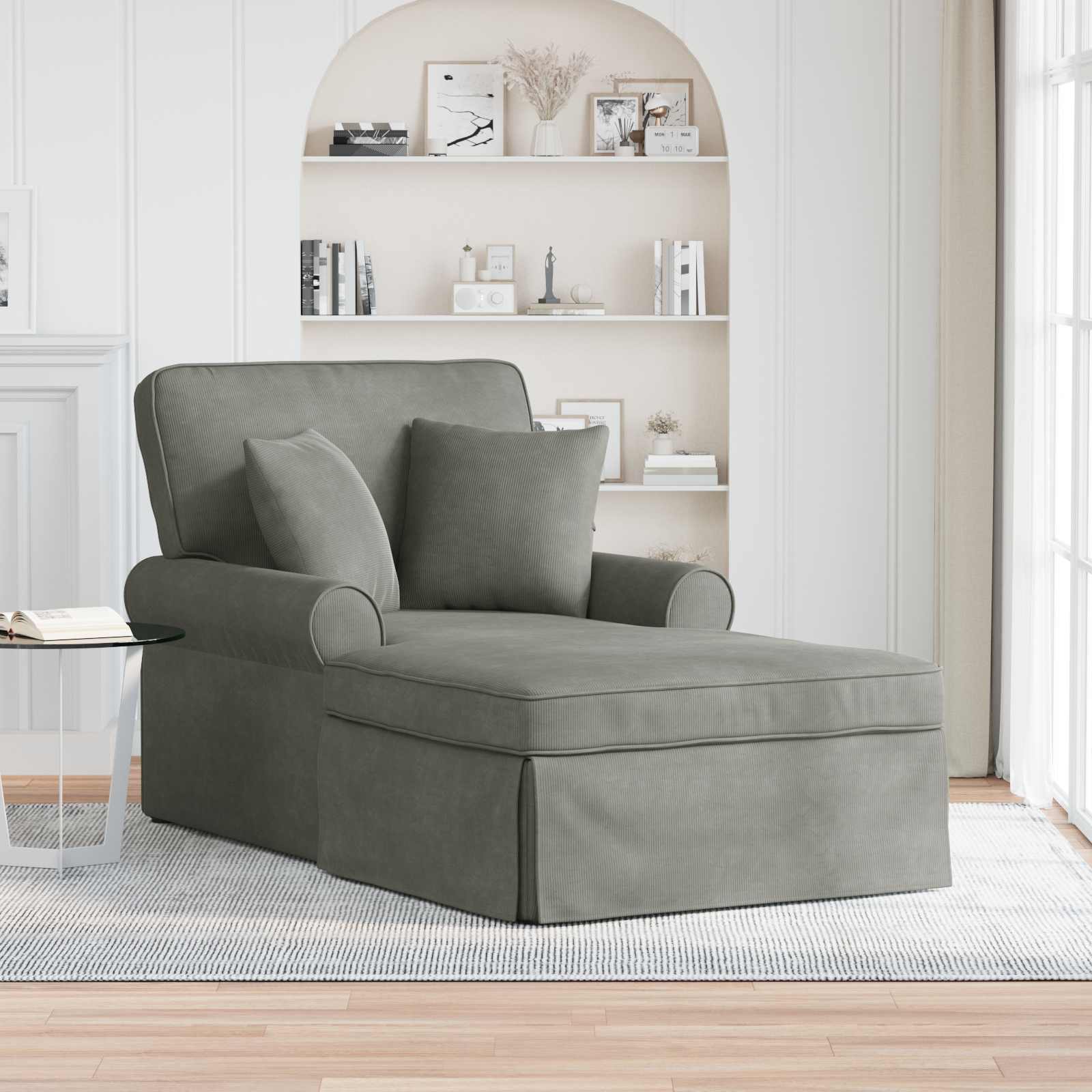 Chaise Longe con Gonna Grigio chiaro 91 x 157 x 91 cm 42022948