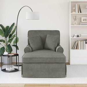 Chaise Longe con Gonna Grigio chiaro 91 x 157 x 91 cm 42022948