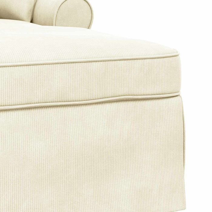 Chaise Longe con Gonna Crema 91 x 157 x 91 cm Tessuto a Costine 42022950