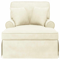 Chaise Longe con Gonna Crema 91 x 157 x 91 cm Tessuto a Costine 42022950