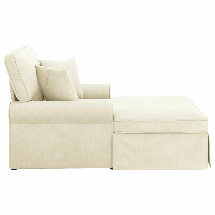 Chaise Longe con Gonna Crema 91 x 157 x 91 cm Tessuto a Costine 42022950