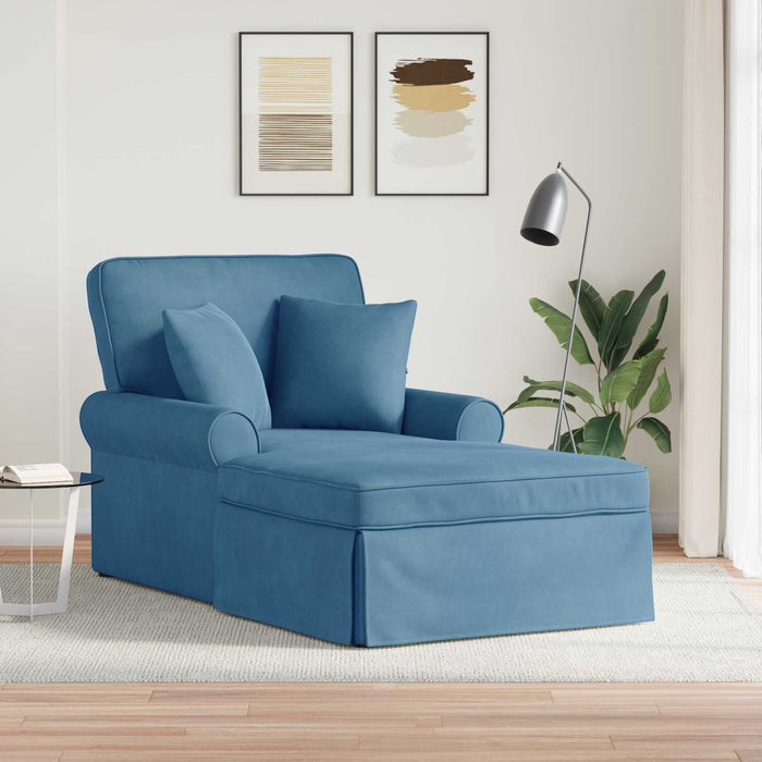 Chaise Longe con Gonna con cuscino 3 pcs Blu Tessuto in Cords