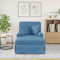 Chaise Longe con Gonna con cuscino 3 pcs Blu Tessuto in Cords