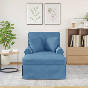 Chaise Longe con Gonna con cuscino 3 pcs Blu Tessuto in Cords