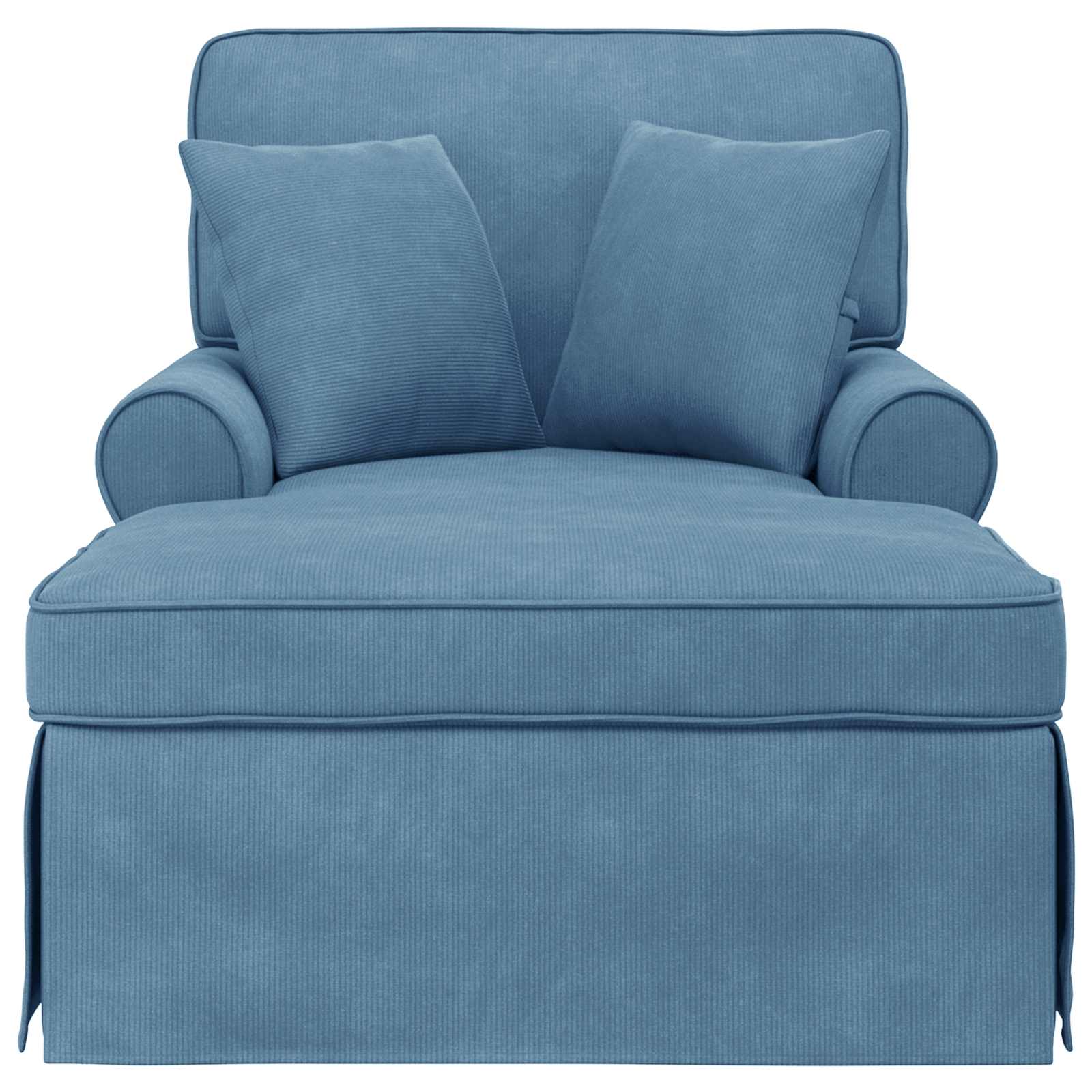 Chaise Longe con Gonna con cuscino 3 pcs Blu Tessuto in Cords