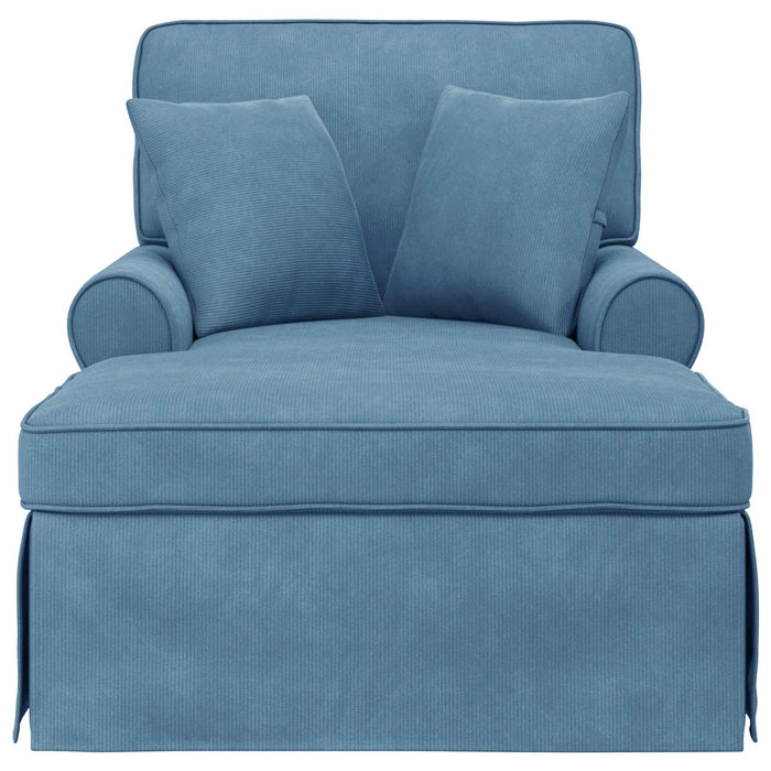 Chaise Longe con Gonna con cuscino 3 pcs Blu Tessuto in Cords