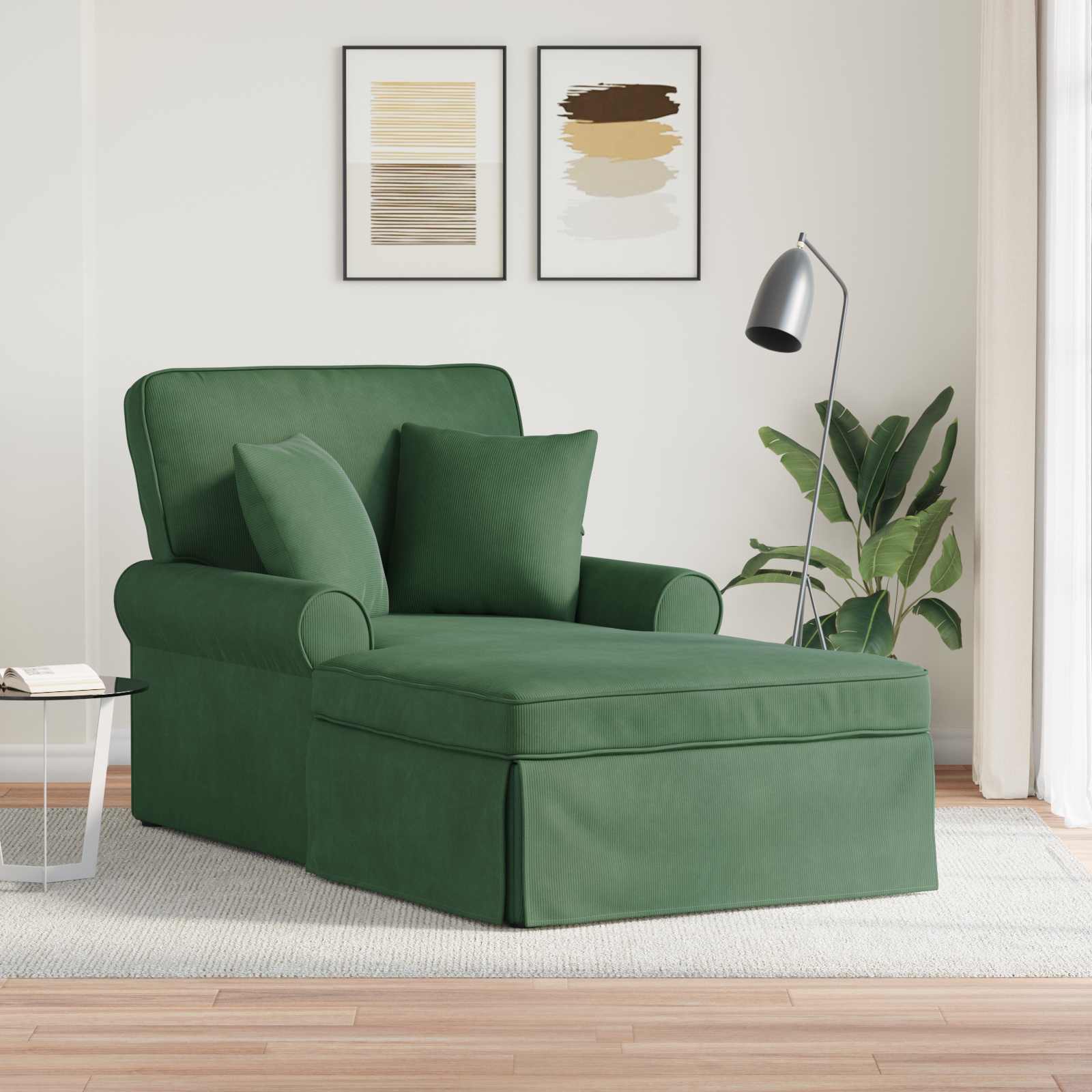 Chaise Longe con Gonna 3 pcs Verde Giungla Tessuto in Cords