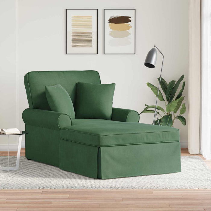 Chaise Longe con Gonna 3 pcs Verde Giungla Tessuto in Cords