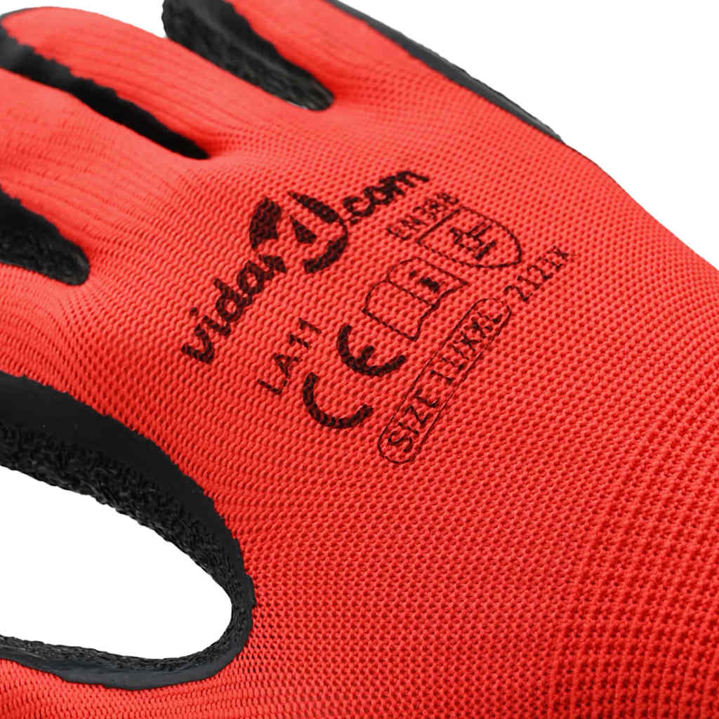 Guanti da Lavoro 12 pcs Rosso e Nero 11 / XXL 42020698