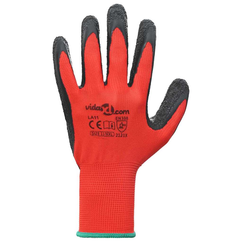 Guanti da Lavoro 12 pcs Rosso e Nero 11 / XXL 42020698