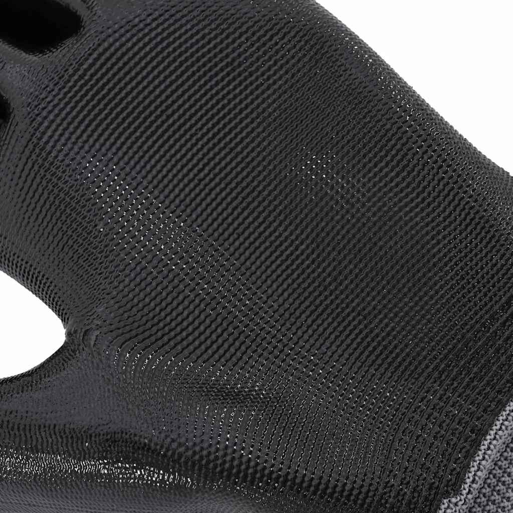 Guanti da Lavoro 12 pcs Grigio e Nero 8 / m Poliestere 42020702