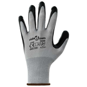 Guanti da Lavoro 12 pcs Grigio e Nero 8 / m Poliestere 42020702