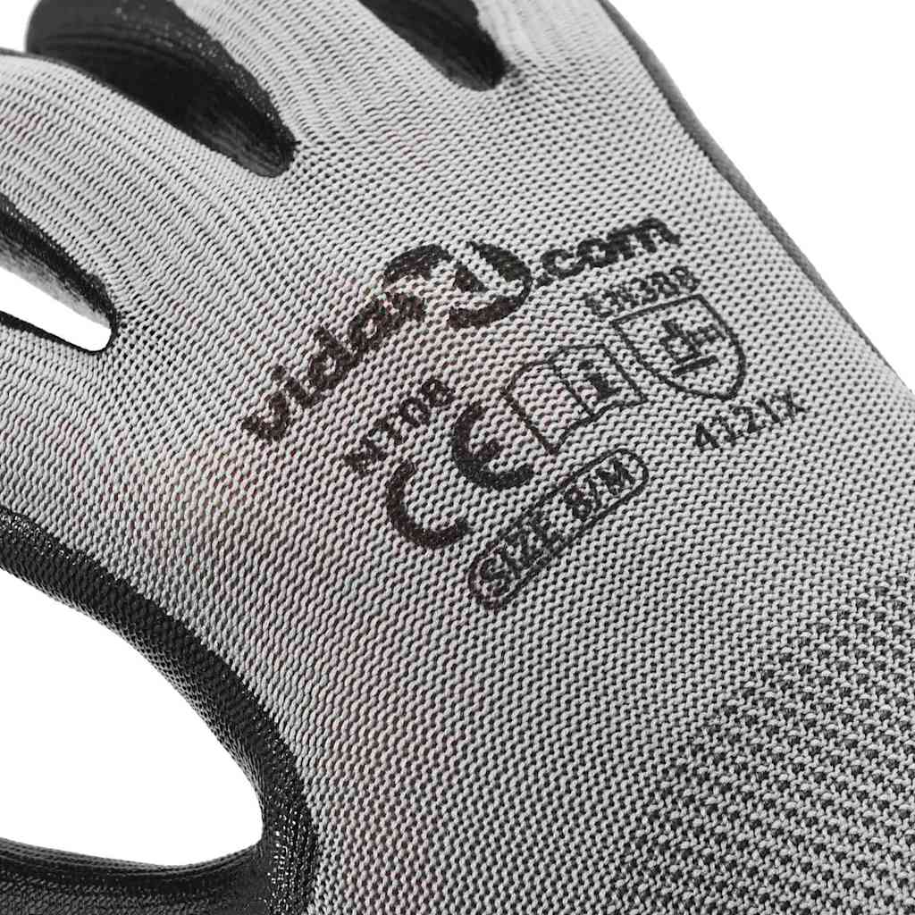 Guanti da Lavoro 24 pcs Grigio e Nero 8 / m Poliestere 42020703