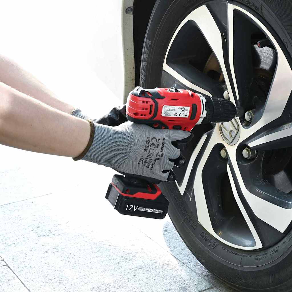 Guanti da Lavoro 12 pcs Grigio e Nero 9 / l Poliestere 42020704