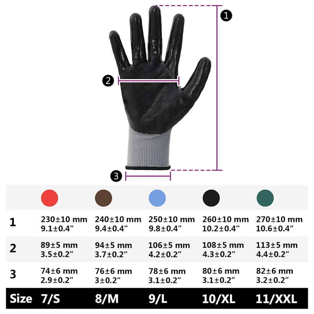 Guanti da Lavoro 12 pcs Grigio e Nero 10 / xl Poliestere 42020706