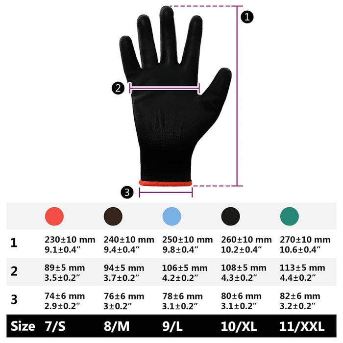 Guanti da Lavoro 12 pcs Nero 7 / S Poliestere 42020710