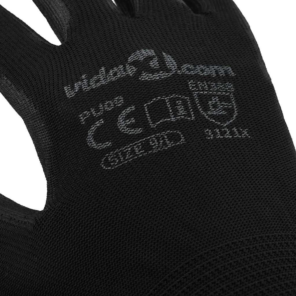 Guanti da Lavoro 24 pcs Nero 9 / l Poliestere 42020715