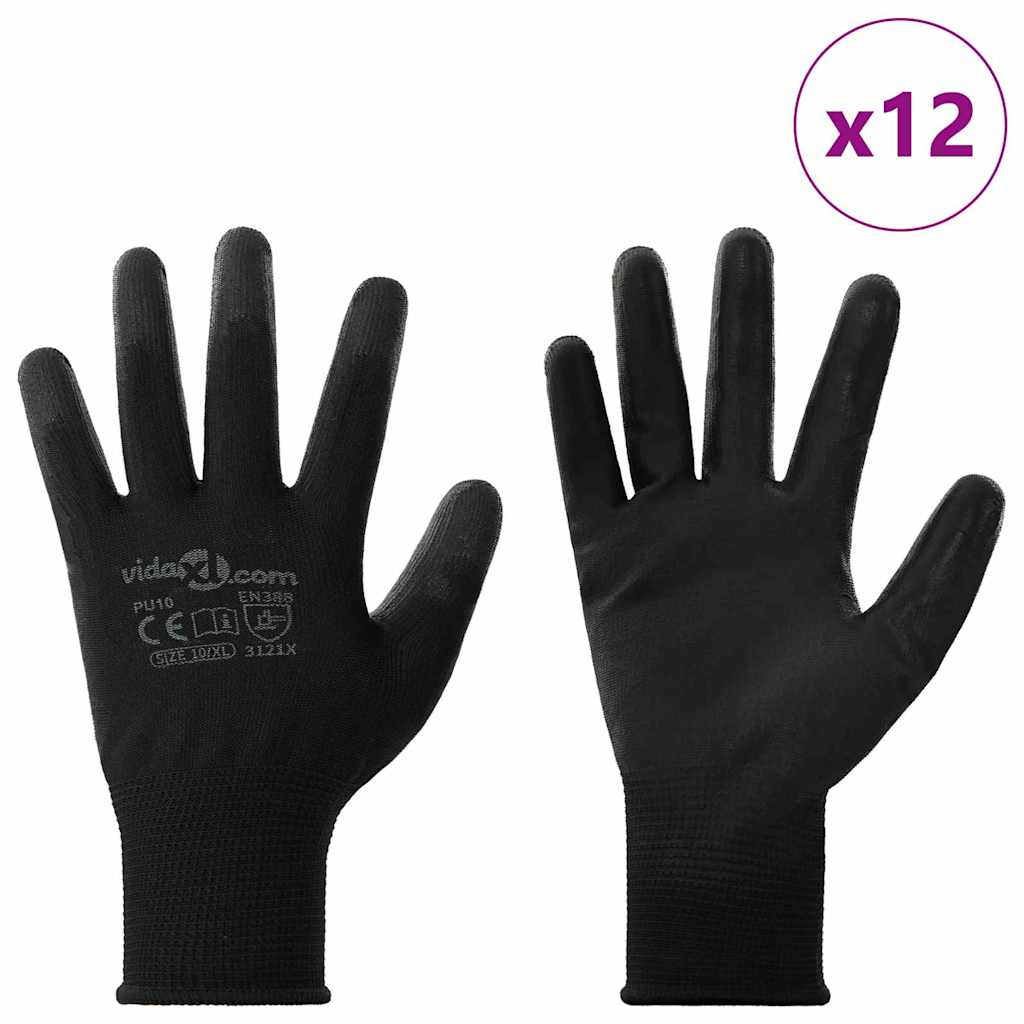 Guanti da Lavoro 12 pcs Nero 10 / xl Poliestere 42020716