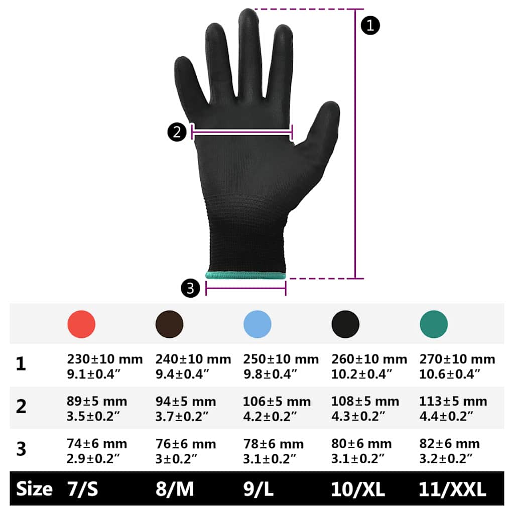 Guanti da Lavoro 12 pcs Nero 11 / XXL Poliestere 42020718