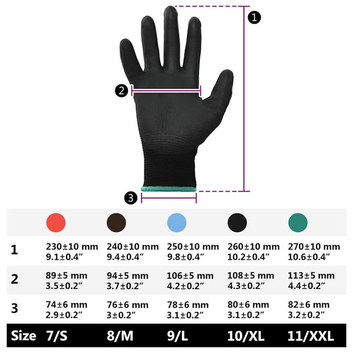 Guanti da Lavoro 12 pcs Nero 11 / XXL Poliestere 42020718