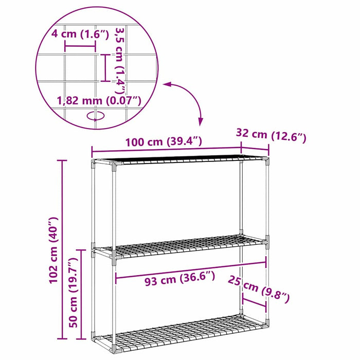 Supporto per piante a 3 livelli Nero 100 x 32 x 102 cm Acciaio 42021341
