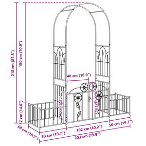 Arco da Giardino Tinta unita Nero 203 x 50 x 218 cm 42021346