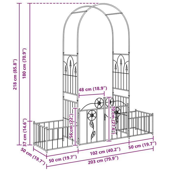 Arco da Giardino Tinta unita Nero 203 x 50 x 218 cm 42021346