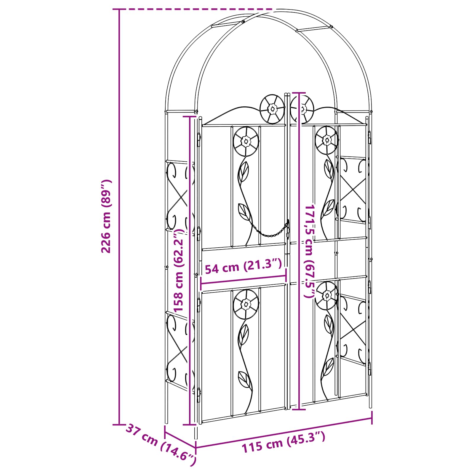Arco da Giardino Tinta unita Nero 42021348