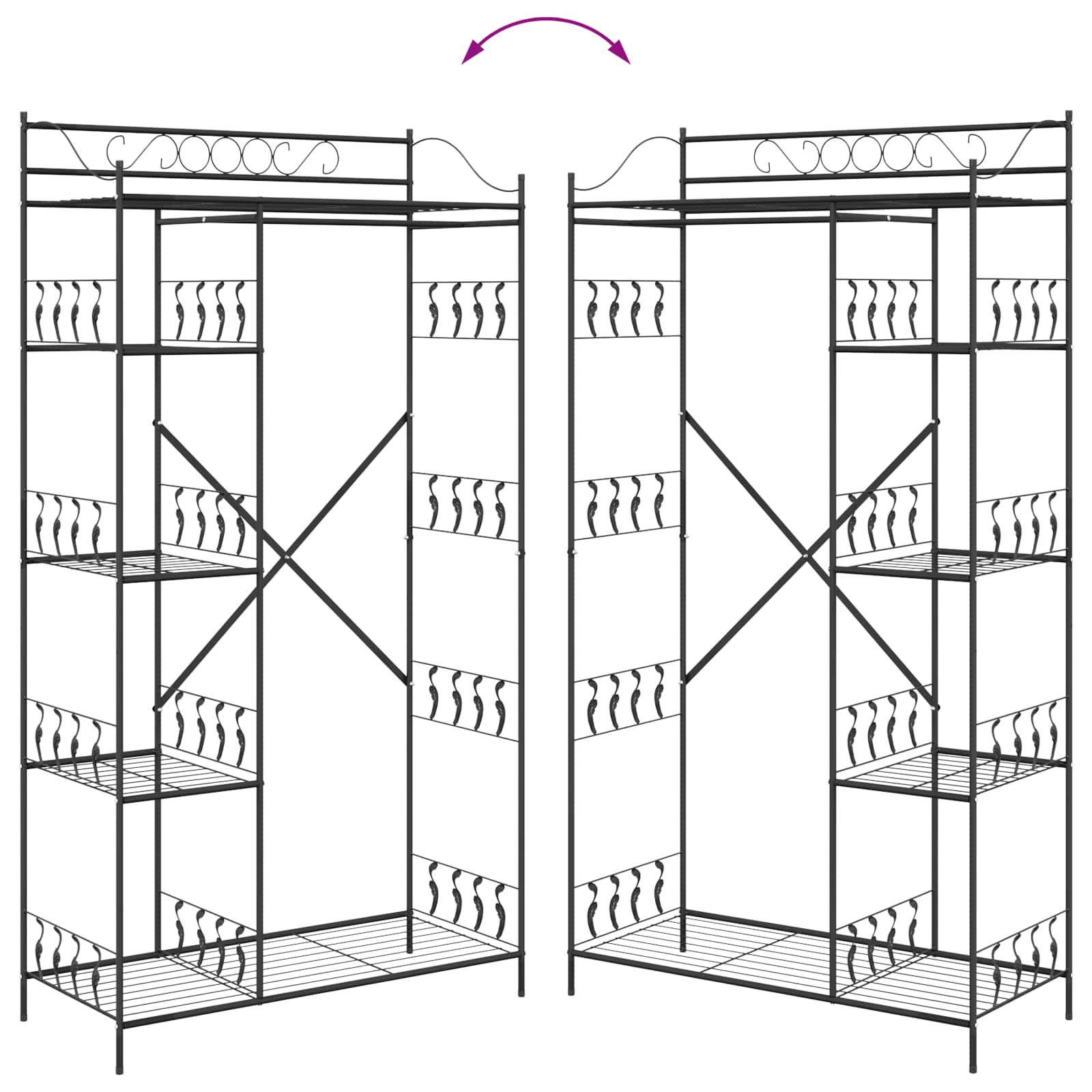 Armadio Aperto con lo scaffale Nero 100 x 43 x 188 cm Acciaio 42021359