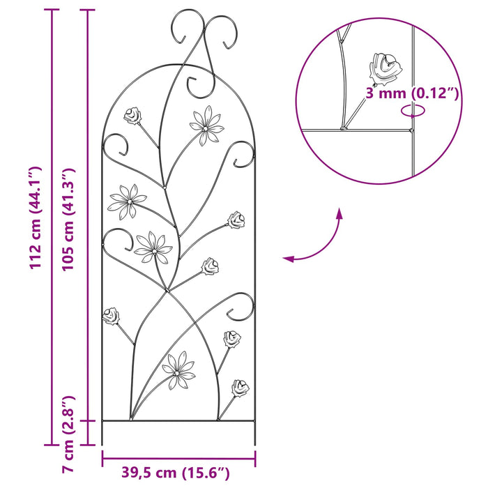 Recinzione per Giardino 3 pcs Nero 112 x 40 cm Acciaio 42021360