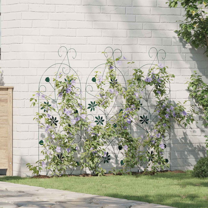 Recinzione per Giardino 3 pcs Verde 112 x 40 cm Acciaio 42021361