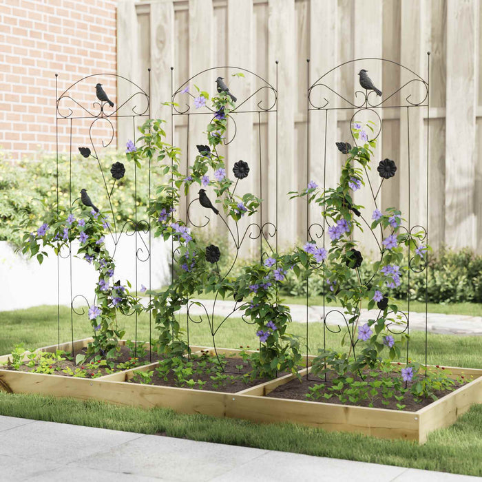 Recinzione per Giardino 3 pcs Nero 112 x 40 cm Acciaio 42021362