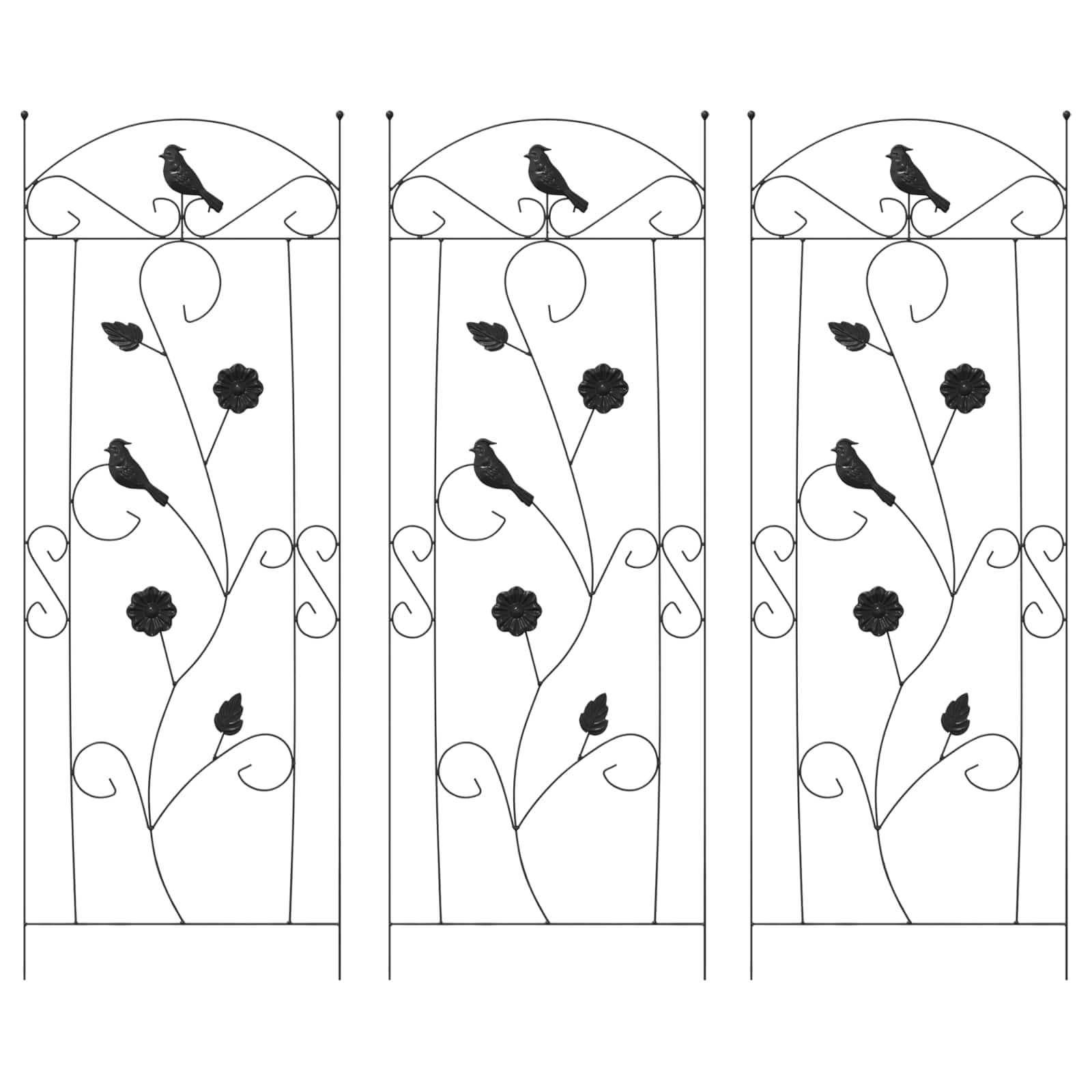Recinzione per Giardino 3 pcs Nero 112 x 40 cm Acciaio 42021362