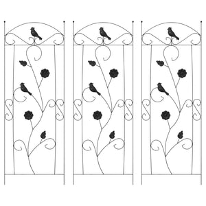 Recinzione per Giardino 3 pcs Nero 112 x 40 cm Acciaio 42021362