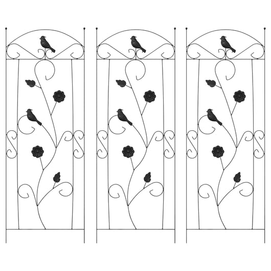 Recinzione per Giardino 3 pcs Nero 112 x 40 cm Acciaio 42021362