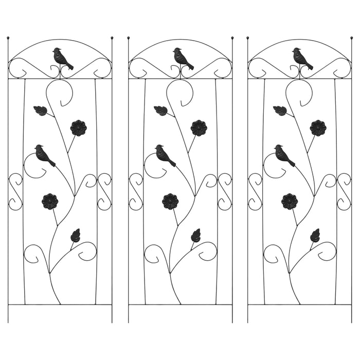 Recinzione per Giardino 3 pcs Nero 112 x 40 cm Acciaio 42021362